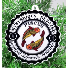 Generic Pisces Zodiac Sign Christmas Ornament - Decorative Hanging Ornament - 3 Inches Tall - Resin - Astronomy & Space Theme