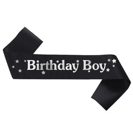 Generic Birthday Boy Sash Black, Silver Foil Letter Birthday Sash for Men Funny Birthday Party Favors for 10th 11th 13th 15th 16th 18th Bday Sash Gift Decorations (Black Silver)
