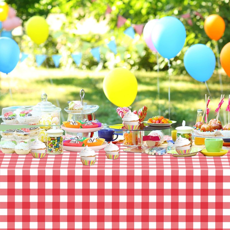WNINK 2 Pack Red Gingham Tablecloth Rectangular Red and White