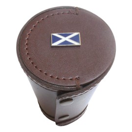 Gamekeepers Cottage gifts Scottish Flag 1-10 Numbered Cups in Brown Leather Popper Case Gift 490