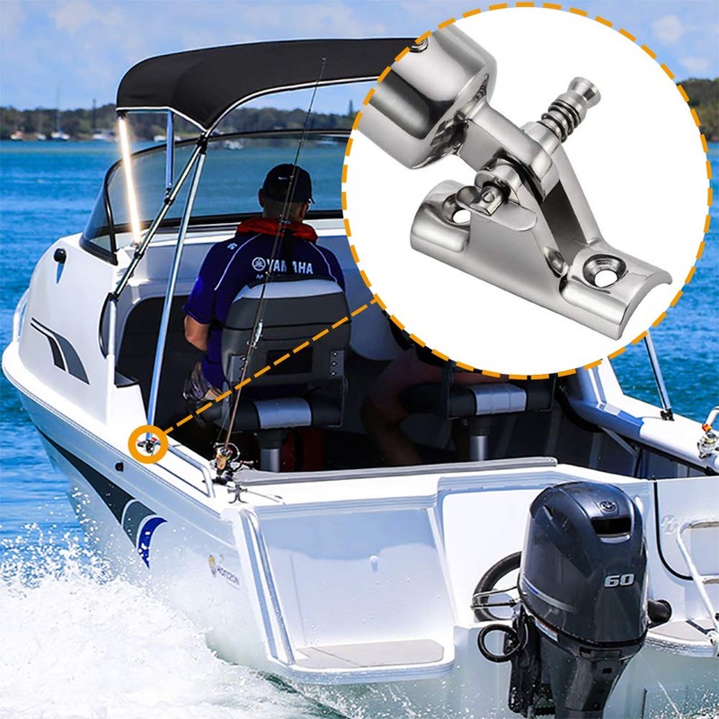 Amadget 2 PCS Bimini Top Deck Hinge 90°Fitting Concave Base