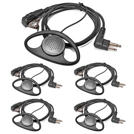HYSHIKRA D Shape Radio Earpiece, Microphone with PTT Headset Compatible for Motorola CP040 CP200 GP300 DP1400 CLS1110,CLS1410 Walkie Talkie (5 Pack)
