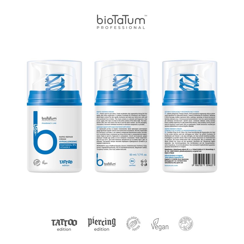 bioTaTum Tattoo Aftercare Cream 50 ml - Reduce Itching &