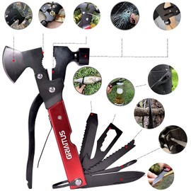 Multifunction Tool 18-in-1, Stainless Steel Portable Hammer, Hunting Accessories for Camping, Hiking, Emergency and Outdoor Survival, Gifts for Men
