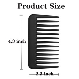 Mini Wide Tooth Comb,Small Travel Purse Pocket Hair Combs Detangling Care Shower Beard Styling Comb for Curly Wavy Wet Dry Hair,Portable Travel Combs for Men Women (Black)