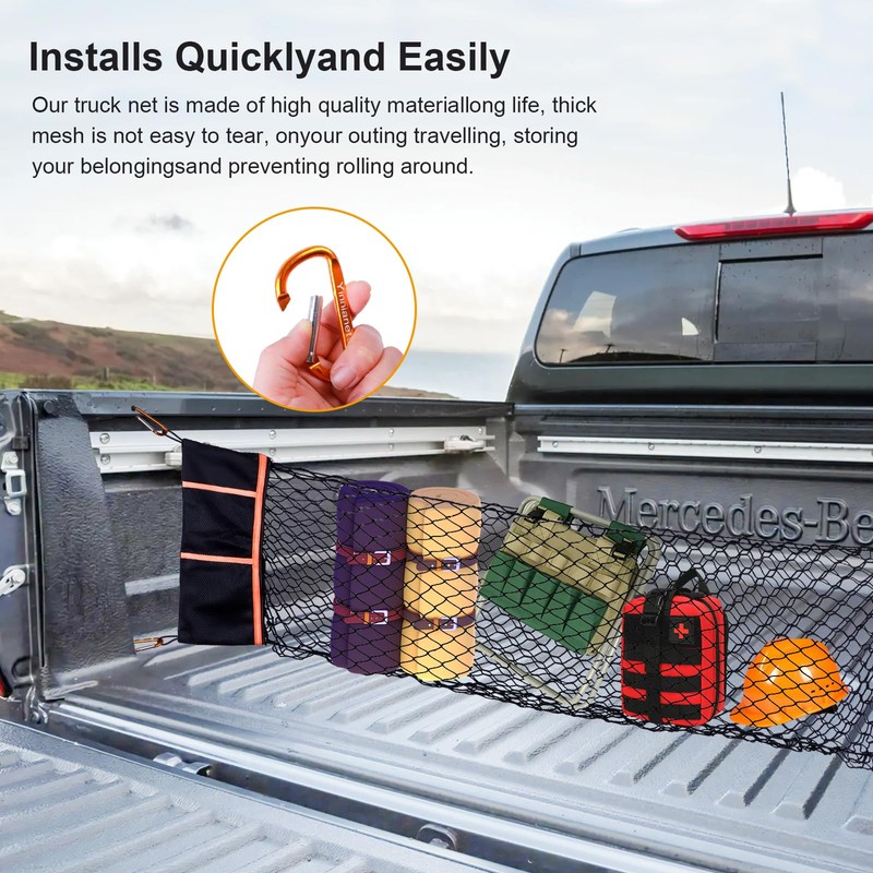 Envelope Style Truck Bed Cargo Net Compatible with 2005-2025 Toyota