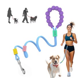 Anlitent Hands-Free Dog Leash Waist Belt for Large Dogs, 1.4 m with Soft Foam Handle, Double Section Slip Rope Lead for Walking Running Training Strong Long(Blue)