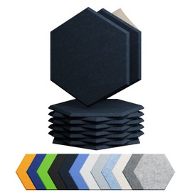 Amantech 12 Pack Acoustic Panels Self Adhesive Sound Proof Foam, High Density Sound Acoustic Panel, 12X10.23X0.4 Inch Hexagon Panels in Home, Office, Reccording Room, Studio,and more(Dark Blue)