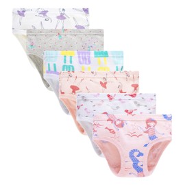 Barara King Toddler Soft Underwear Girl Undies Cotton Panties Kids Briefs (Pack of 6) Size 2T