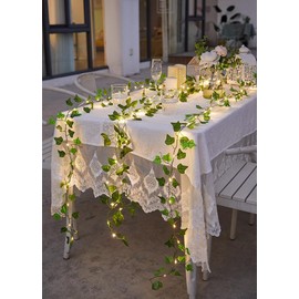 YUELEBUY Ivy Vine Lights 32.8 Ft 100 LEDs Artificial Greenery Garland, Battery & USB Powered Fairy String Lights for Romantic Bedroom, Garden & Party Décor, Warm ambiance, Realistic Faux Ivy