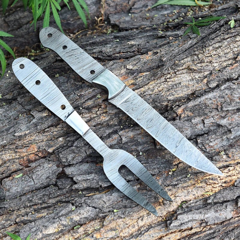 Steak Knife Custom Damascus Steel Steak knife & fork blank