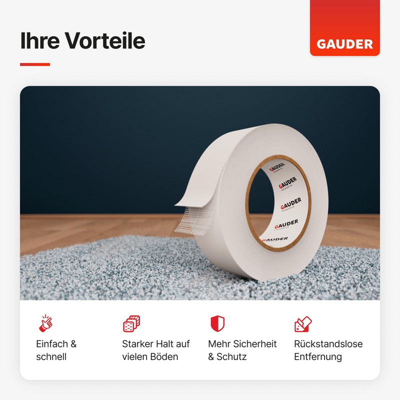 GAUDER GAUDER Teppichklebeband (25 m) | Klebeband fr Bodenbel?ge, Treppenstufen