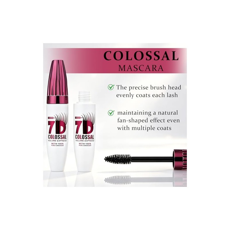 7D Waterproof Mascara, Long Lasting Buildable Volume Natural Curling Lashes,Smudge-Proof,