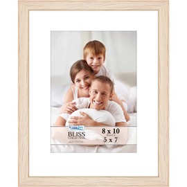 Icona Bay 8x10 Light Oak Picture Frame with Removable Mat for 5x7 Photo, Modern Style Wood Composite Frame, Table Top or Wall Mount, Bliss Collection