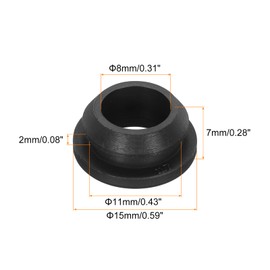 sourcing map 20Pcs Snap Rubber Grommet Plug Mount Dia 11mm ID 8mm Narrow Groove Width 2mm Seal Anti-Scratch for Electrical Box Cable Pipes Black