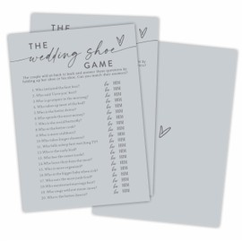 30 Pcs The Wedding Shoe Game Cards For Wedding Party, Minimalism Bridal Shower, Mr & Mrs, Newlyweds, Engagement Party Favor & Supplies(Gray) -A03