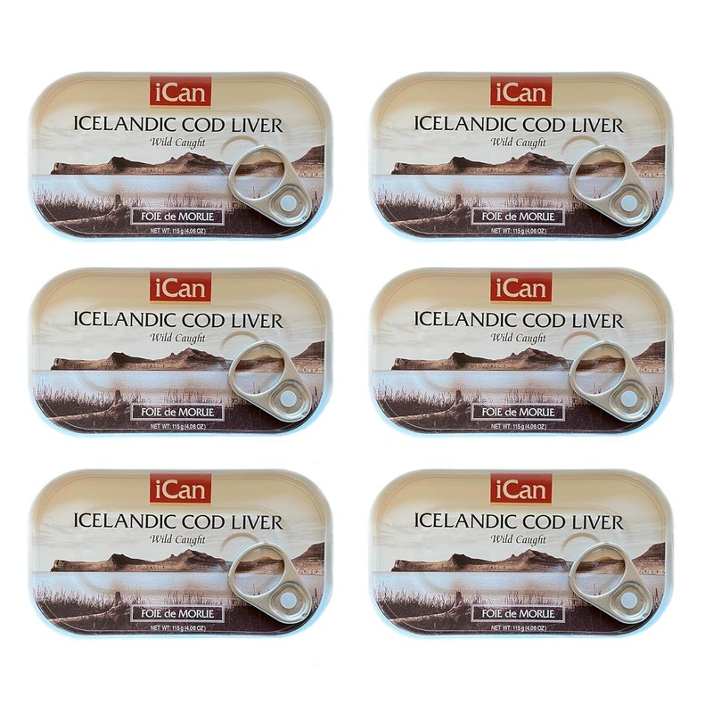 Ican Hígado de bacalao salvaje enlatado de Islandia, paquete de