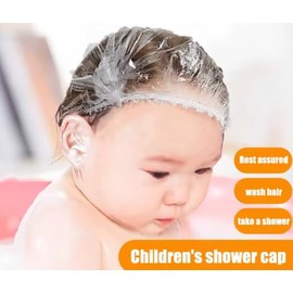 100 PCS Disposable Shower Caps Plastic Clear Hair Cap Elastic Waterproof Hair Bath Caps for Women Hotel Hair Salon Travel Spa Home Use Beauty Salon Accessories Cleaning Supplies (42CM)