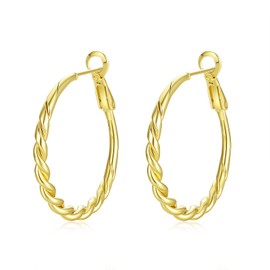 Yulovee 9ct Yellow Gold Filled Women's Twisted Hoop Creole Earrings (30MM)