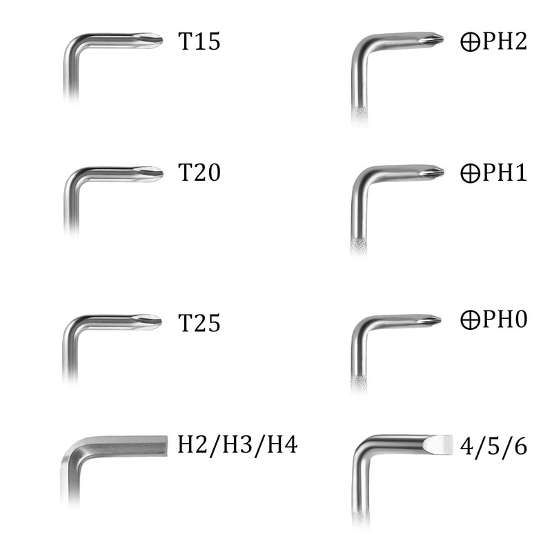 WATUNID 9 PCS Offset Screwdriver Set, Ph2/Ph1/Ph0/T25/T20/T15 90 Degree Right