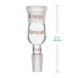 stonylab Glass Reducing Connection Adapter, Borosilicate Glass 19/22 Outer Joint to 14/20 Inner Joint Connection Adapter for Laboratory Laboratory Supplies