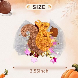Thanksgiving Hair Bow Clips Glitter Squirrel Mesh Hair Clips Funny Animal Alligator Clips Fall Hair Accessories for Women Girls Thanksgiving Day Autumn Hair Barrettes Hair Decoration Party Gift 2PCS