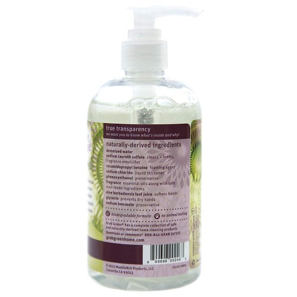 Grab Green Hand Soap, 12 Ounce (Pack of 3), Thyme Fig Leaf Scent, Plant and Mineral Based, with Soothing Aloe Moisture