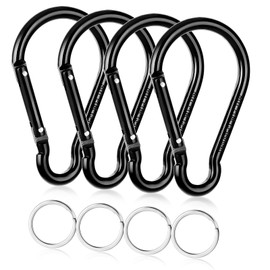 Ouligay 4pcs Large Carabiner Clip 4 inch D Ring Heavy Duty Carabiner Clips, Spring Snap Hook Small Carabiner Clips with Key Rings Aluminum Carabiner Keychain for Outdoor Camping Swing Hiking Dog Leash
