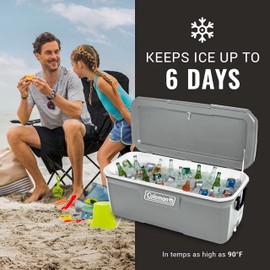 Coleman 316 Series Insulated Portable Cooler with Heavy Duty Latches, Leak-Proof Outdoor High Capacity Hard Cooler, Keeps Ice for up to 5 Days
