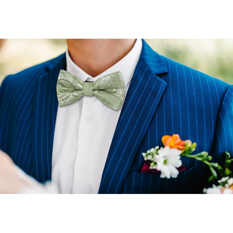 HISDERN Bow Tie with Pocket Square for Men Plain Adjustable