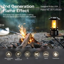 Hompavo Gen2 Outdoor Bluetooth Speakers with Flame Light, 13-Color/3-Mode, HD Stereo Sound, Wireless Stereo Pairing, IP65 Waterproof Lantern for Patio Garden Party Camping, Gifts for Men Birthday