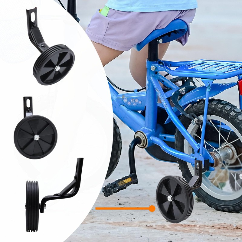Tsnamay Pair of Black Bicycle Auxiliary Wheel Children's Bicycle Accessories