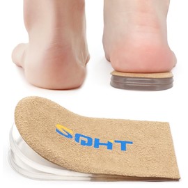 SQHT Adjustable Orthopedic Heel Lift Inserts - Height Increase Insoles for Leg Length Discrepancies and Achilles Tendonitis, Heel Cushion Lifts (Beige, Large-Women's 10-13|Men's 9-14)
