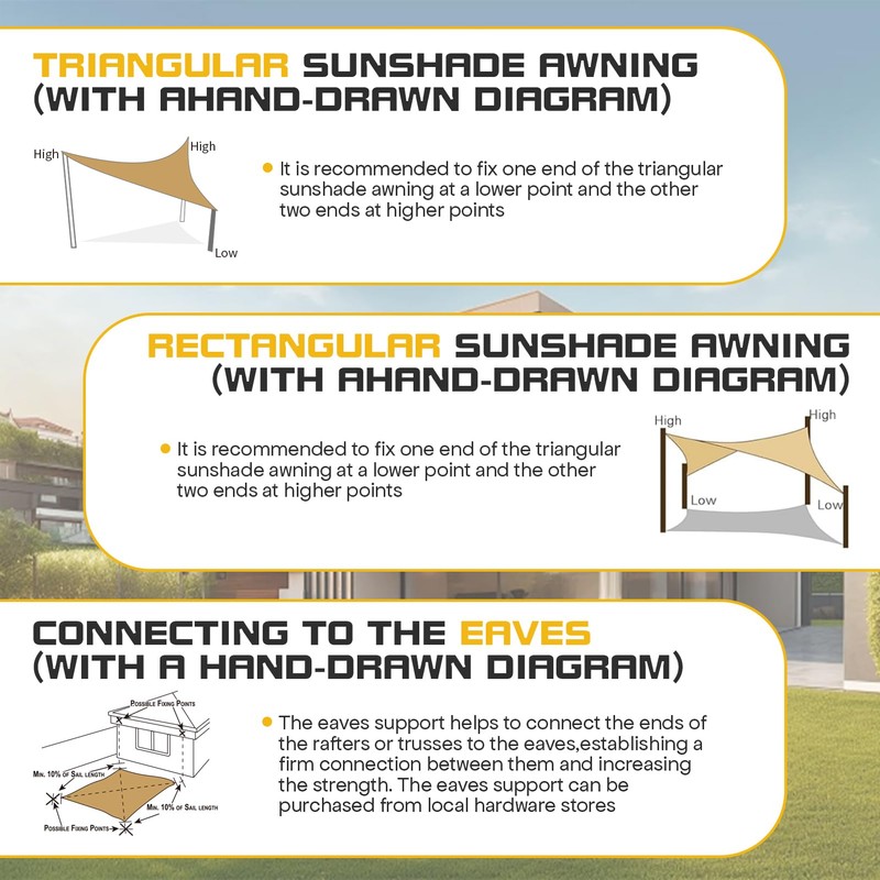 Vexoria Sun Shade Sail Canopy, 10'x 10' Rectangle 95% UV