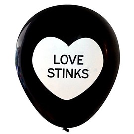 Love Stinks Latex Balloons (16 pcs) | Divorce/Anti-Valentine's Day | by Nerdy Words (Black)