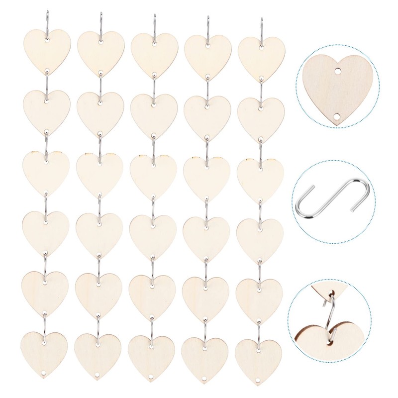 IWOWHERO 1 Set Wooden Cutouts for DIY Projects Heart Shaped