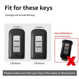 ontto Metal Car Key fob Cover Fit for Mitsubishi L200 ASX Outlander Eclipse Cross Pajero Sport Lancer Xpander Triton Mirage Leather Key case Shell Key Holder Keyring Keychain Accessories Black-Green