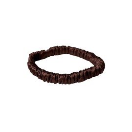 Waterlily Scrunchie 100% Mulberry Silk 22momme Skinny Thin Small Hair Ties Scrunchies for Women Soft Natural Care (Brown)