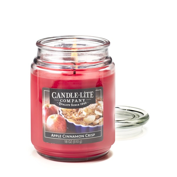 Candle-Lite Apple Cinnamon Crisp Jar Candle, 18 oz, Red