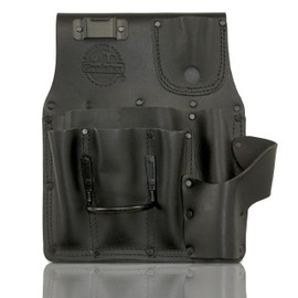 Graintex AS2598 Drywall Pouch Left Handed Ambassador Series Black Color Top Grain Leather, 1 Hammer Holder, Drywall Tool Belt, Framers Tool Pouch, Construction, Carpenter, Electricians