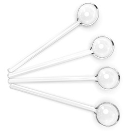 Teabloom Cucharillas de vidrio – Juego de 4 cucharaditas pequeñas de vidrio transparente (5.3 pulgadas) – Agitadores de té o espresso – Resistente al calor y sin toxinas – Apto para lavaplatos