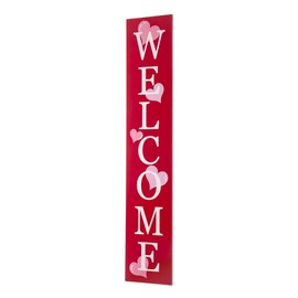 Glitzhome Valentine's Day Welcome Porch Door Sign Wooden Vertical Home Wall Decor