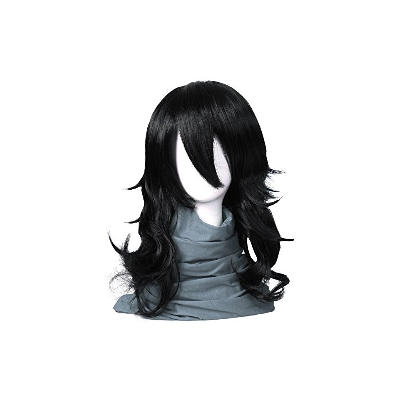 ColorGround Medium Long Wavy Anime Cosplay Wig for Men (Black