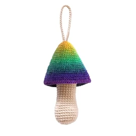 Eghver Small Lipstick Pouch for Purse Lip Balm Lanyard Chapstick Holder Keychain Handmade Crochet Mushroom Bag, Green, Medium