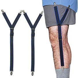 World's Best Shirt Stays for Men Police and Military by Shirt Stay Plus - Made in the USA (Y-Style Back the Blue Edition) (1 Pair of Shirt Garters)