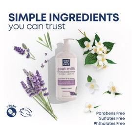 Kiss My Face Goat Milk Hand & Body Lotion - Lavender & Jasmine Lotion with Goat Milk - 16 Ounce Bottle with Pump (Lavender & Jasmine, Pack of 1)