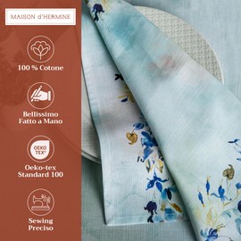 Maison d' Hermine Napkins 100% Cotton Decorative Easter Napkin Washable Cloth Napkins Set of 4 for Home, Wedding, Restaurant, Buffet Party & Camping, Lazy Summer Days - Spring/Summer (45cm x 45cm)