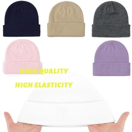 ENBAOHUI Baby Beanie Hat Newborn Winter Warm Knit Hat Kids Soft Beanie Cap Boys Girls Winter Warm Knit Hat White/Pink/Purple/Dustypink M