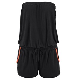 Women's Tube Tops Tie Up Drawstring Waist Romper Shorts One Piece Jumpsuits L