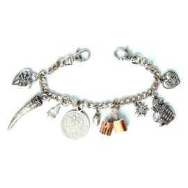 Enzianblau Charivari Costume Necklace, Bavaria, Lederhosen, Dirndl Costume Jewellery, Necklace for Lederhosen (Length 32 cm), Leather